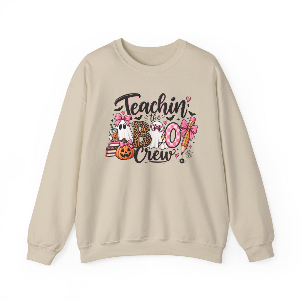 "Teachin' the Boo Crew" Sweatshirt — Cute Teacher Pumpkin Crewneck