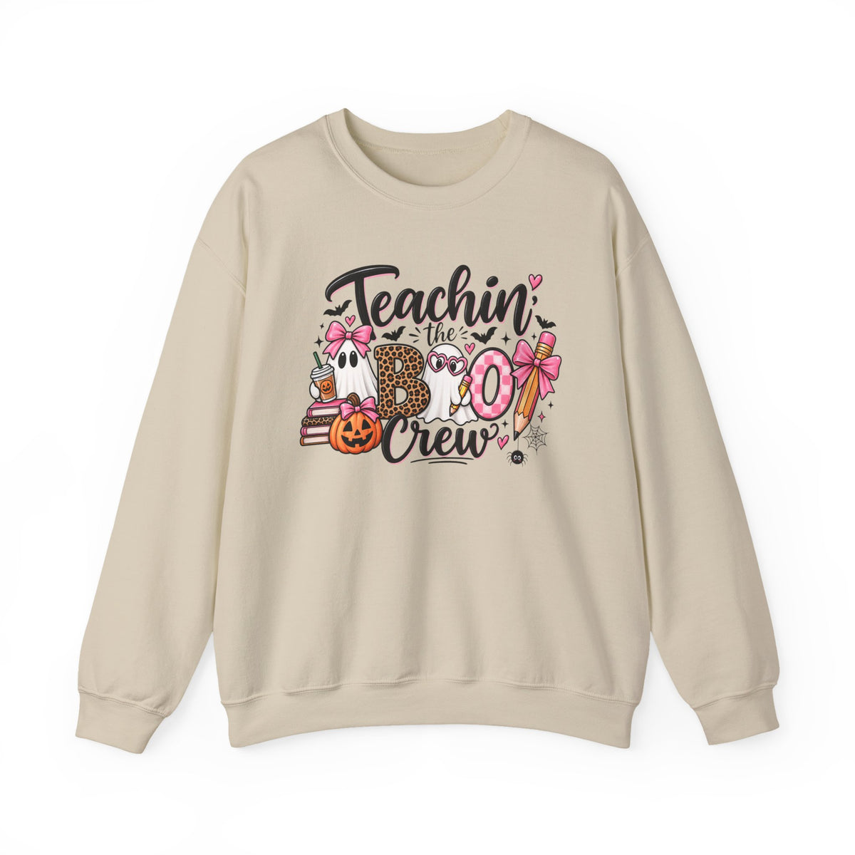 "Teachin' the Boo Crew" Sweatshirt — Cute Teacher Pumpkin Crewneck