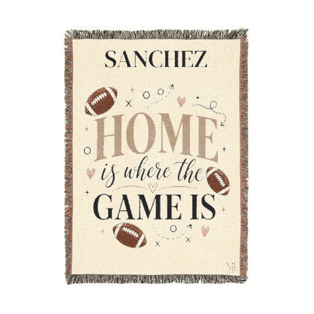 Home Is Where the Game Is Woven Blanket — Personalized Football Throw