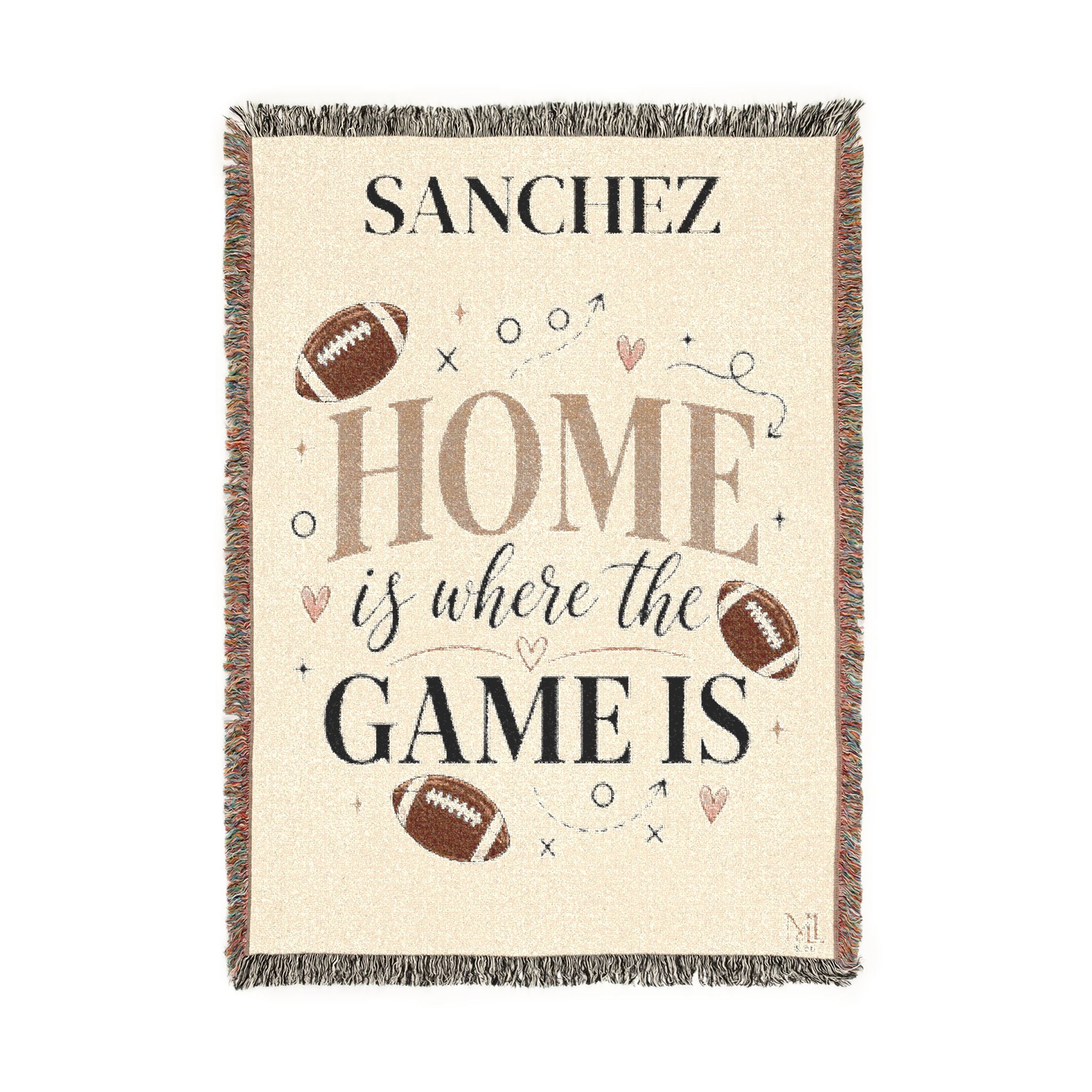 Home Is Where the Game Is Woven Blanket — Personalized Football Throw