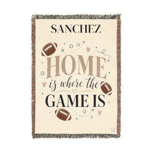 Home Is Where the Game Is Woven Blanket — Personalized Football Throw