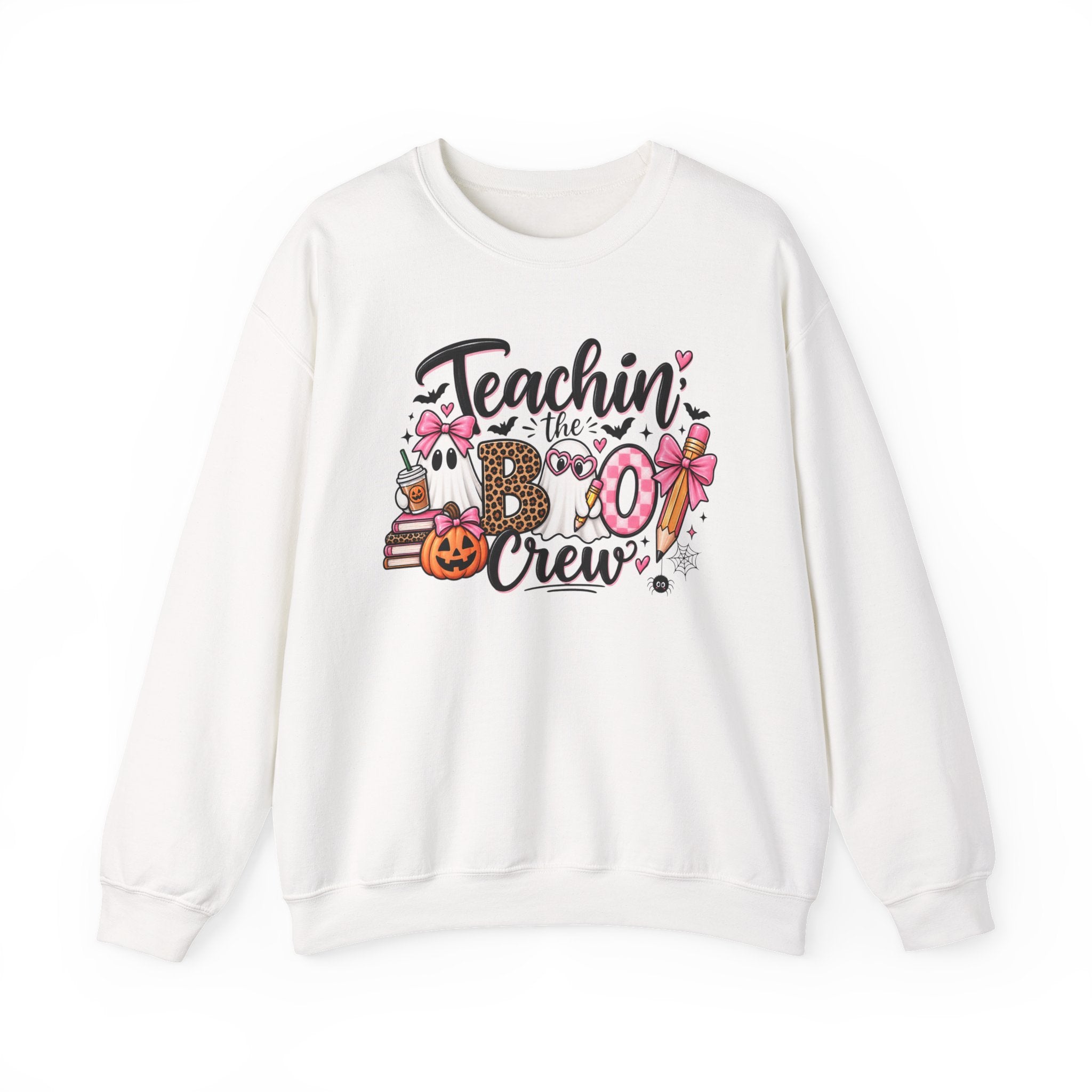 "Teachin' the Boo Crew" Sweatshirt — Cute Teacher Pumpkin Crewneck