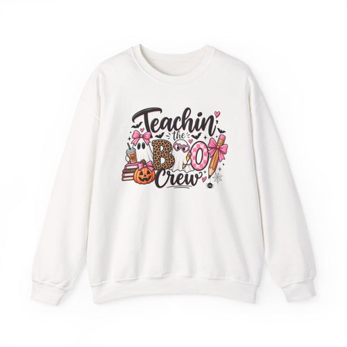 "Teachin' the Boo Crew" Sweatshirt — Cute Teacher Pumpkin Crewneck