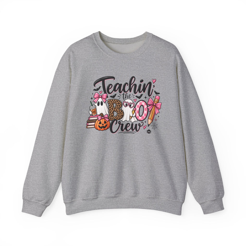 "Teachin' the Boo Crew" Sweatshirt — Cute Teacher Pumpkin Crewneck