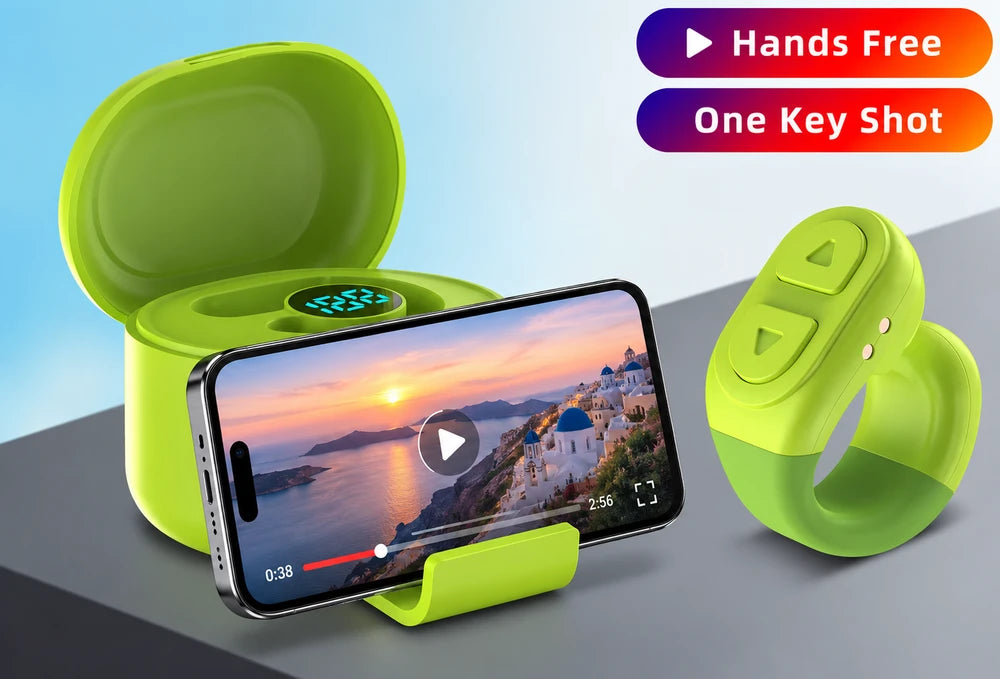 Wireless Bluetooth Scrolling Ring Remote  with built in stand