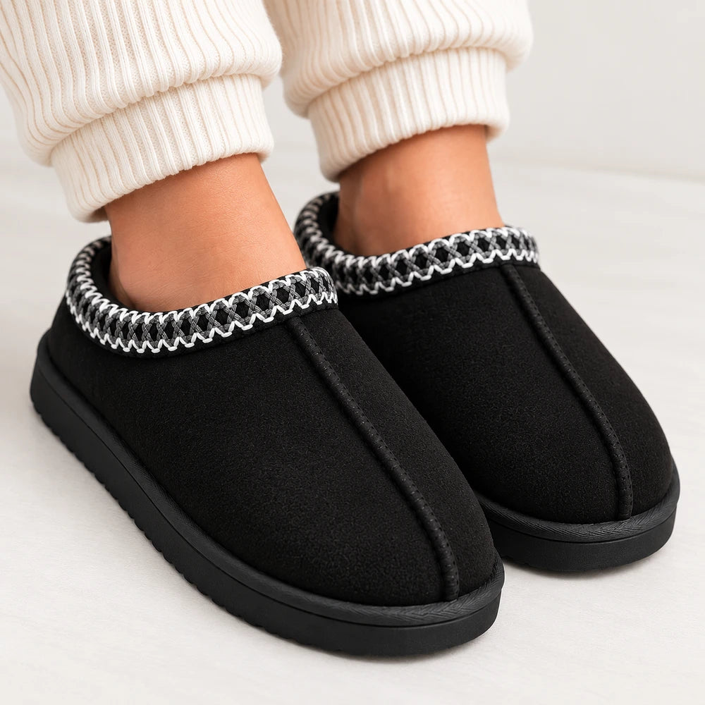 Women's Cozy Platform Mini Boots – Fleece-Lined Slip-On Slippers