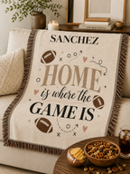 Home Is Where the Game Is Woven Blanket — Personalized Football Throw