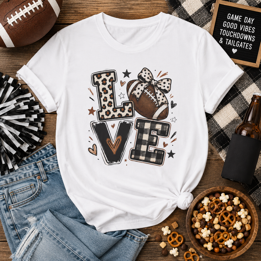 Love Football  T-Shirt — Women's Cute Game Day Tee