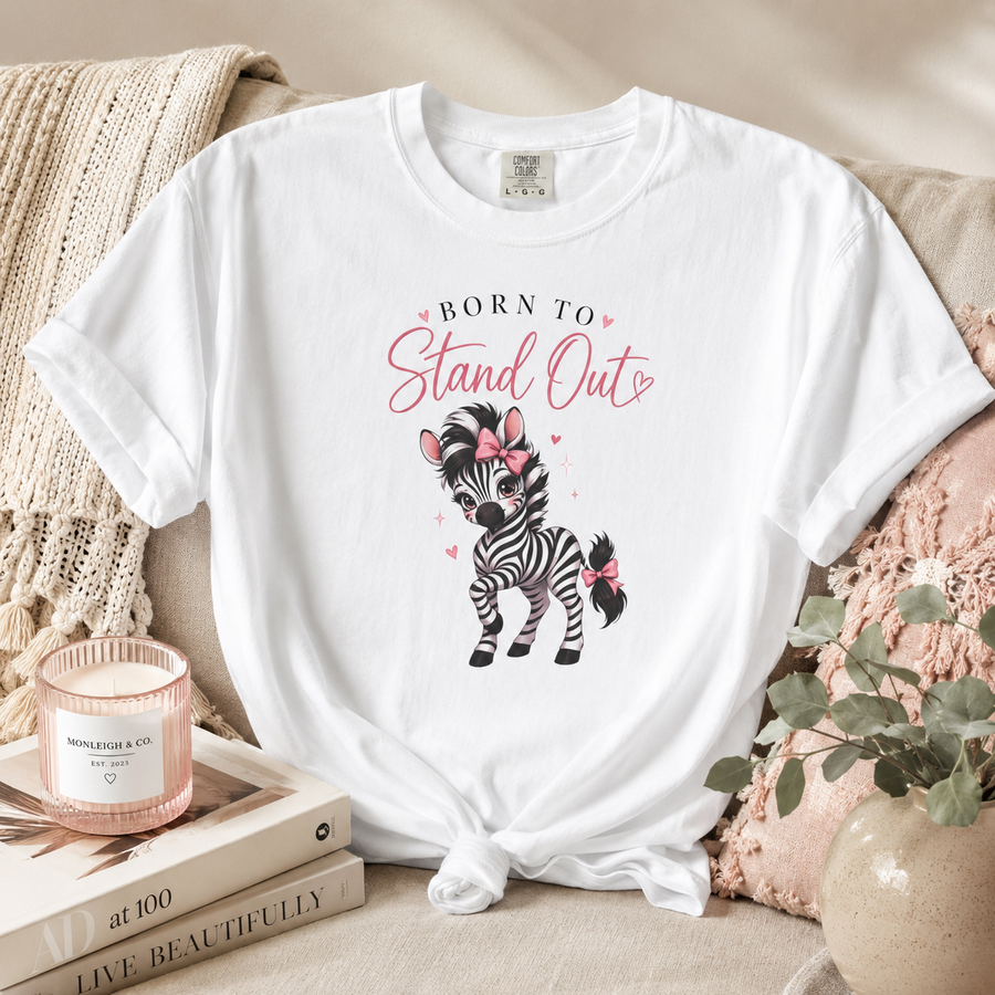 Stand Out Zebra T-Shirt — "Born to Stand Out" CuteBaby Zebra Tee