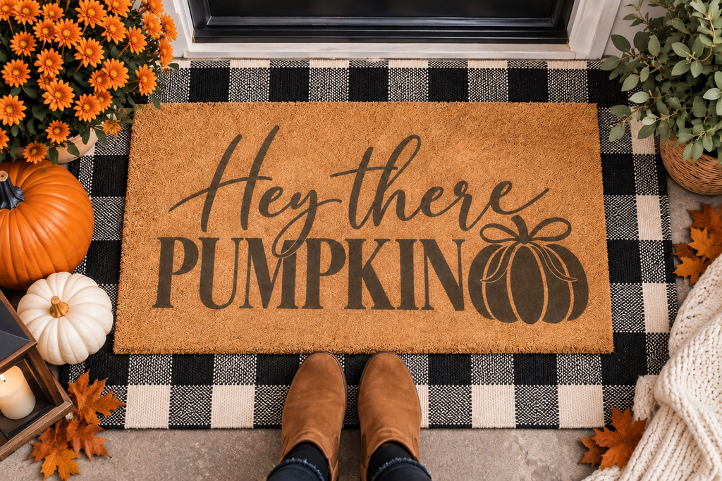 Hey There Pumpkin Doormat — Fall Pumpkin Welcome Mat