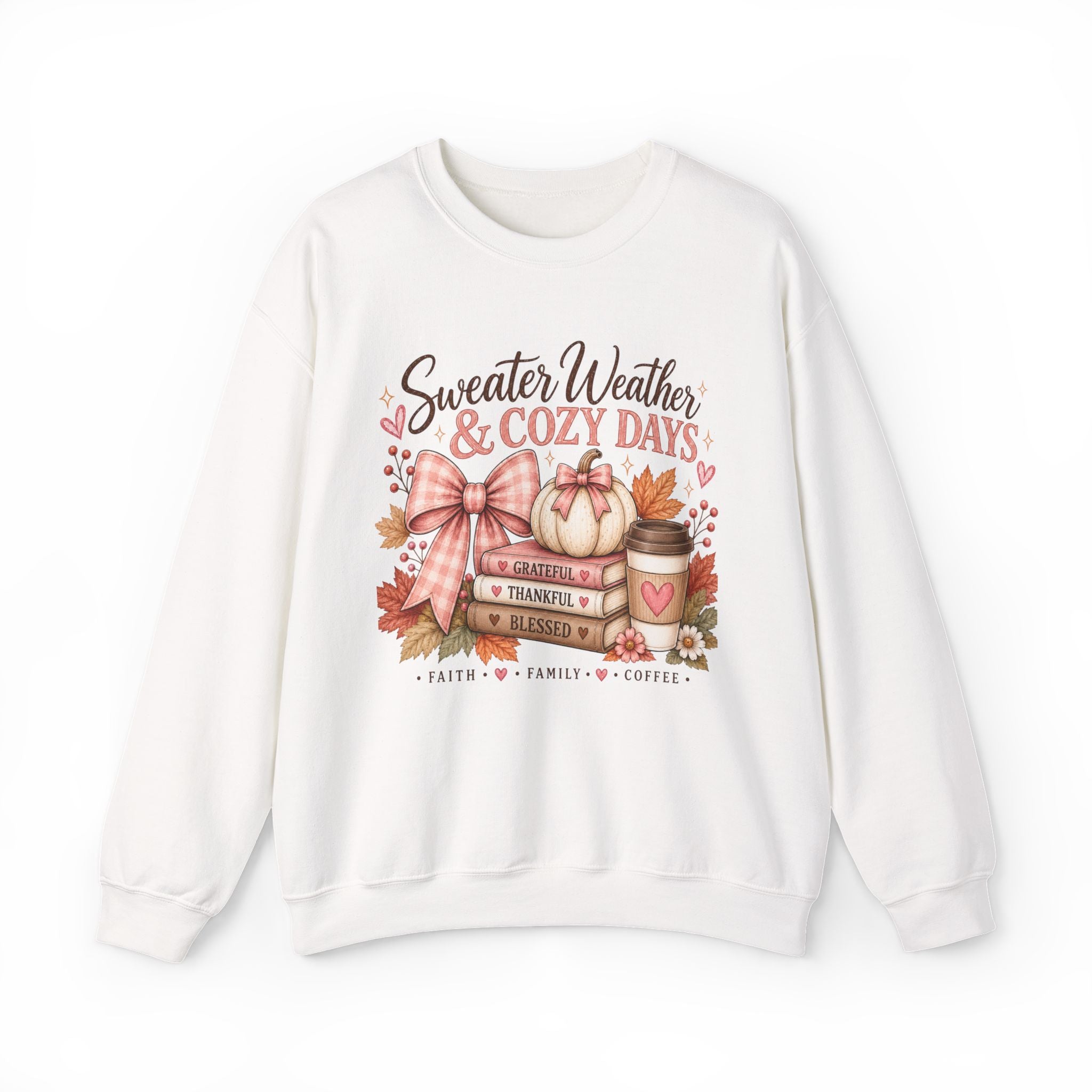 Cozy Fall Crewneck Sweatshirt — "Sweater Weather & Cozy Days" Autumn Graphic